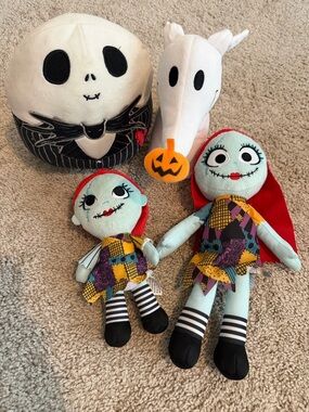 Nightmare Before Christmas Plush Lot Jack Skellington Sally Zero Disney Bundle